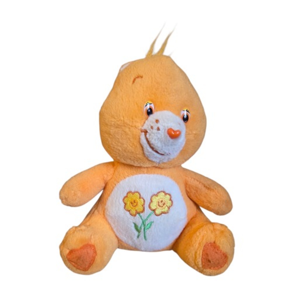 2003 Nanco Care Bear Orange Friend Bear Flowers 6" Plush Stuffed Animal